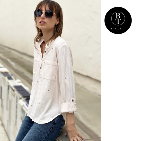 Billy T Embroidered Bliss Henley - Picture 1 of 7